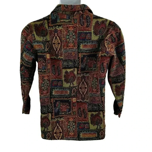 Chicos L Vintage 90s Shacket Embroidered Anniversary Collection Tapestry Beaded - Picture 2 of 16